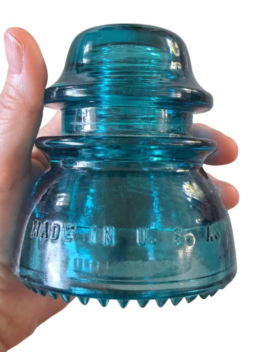 Hemingray No. 42 Aqua Glass Telephone Insulator Double Petticoat USA 1921-1950s
